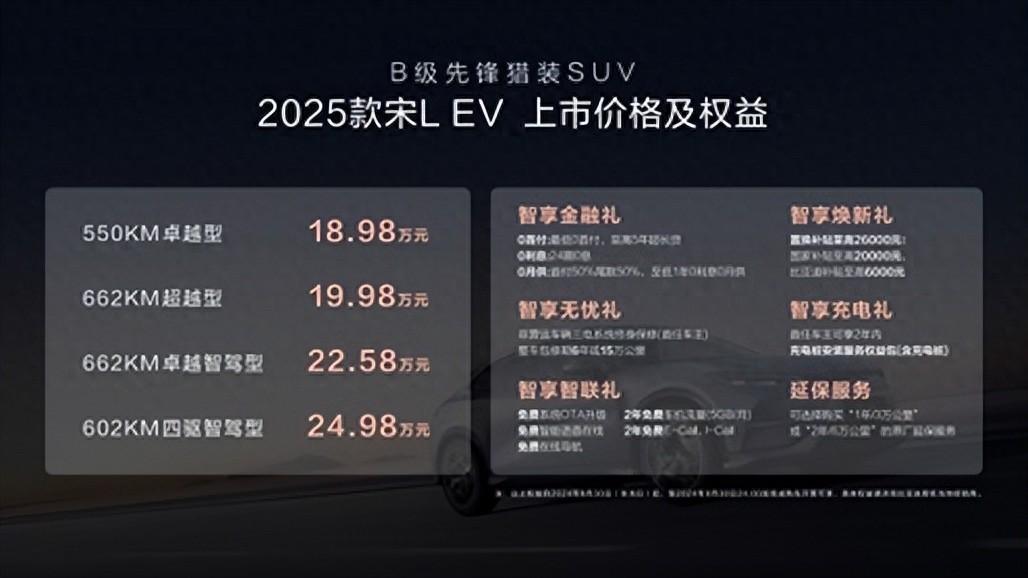 18.98萬(wàn)元起！比亞迪宋L EV 2025款正式上市